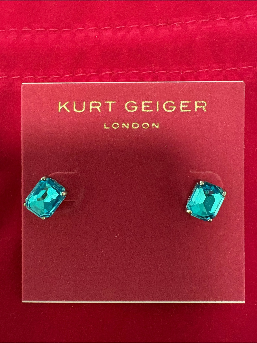 Kurt Geiger Teal Crystal Stud Earrings